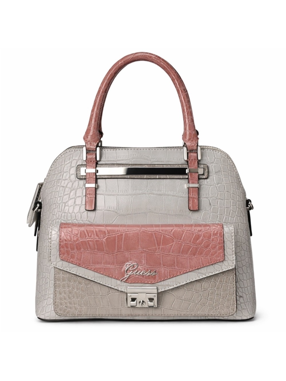 NWT Guess Kora White Multi Dome Satchel Handbag